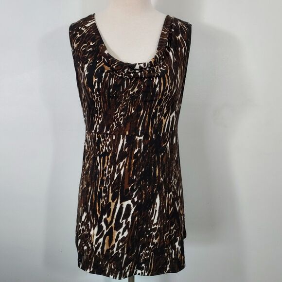 Jockey Shirt Top Sleeveless Cowl Neck Stretch Animal Print Layering Size XS - Picture 2 of 11